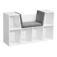 FineBuy Sitzbank mit Stauraum Garderobe Regal Weiß 100 cm Standregal Garderobenbank mit Sitzauflage
