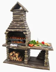 Casa Padrino Luxus Gartengrill Braun 162 x 70 x H. 205 cm - Beton Grillkamin in Holzoptik - Luxus Garten Accessoires