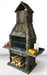 Casa Padrino Luxus Gartengrill Braun 132 x 67 x H. 206 cm - Beton Grillkamin in Holzoptik - Luxus Garten Accessoires