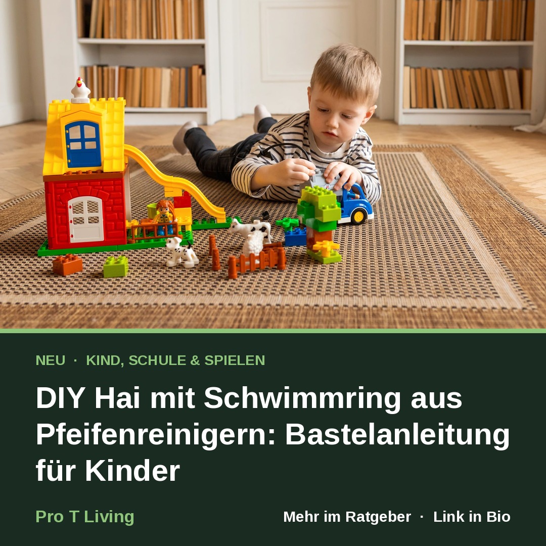DIY Hai mit Schwimmring aus Pfeifenreinigern: Bastelanleitung für Kinder